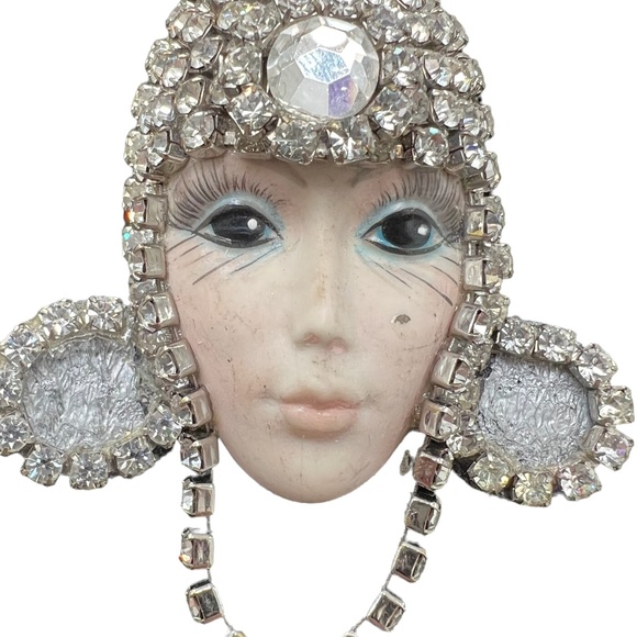 VINTAGE FLAPPER ART DECO CRYSTAL RHINESTONE BROOCH - Picture 10 of 16